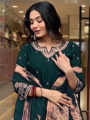 Premium Roman Silk Embroidery Suit for Women with Stylish Jacquard Dupatta