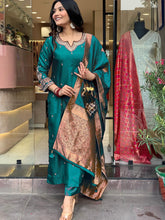 Silk Embroidered Salwar Suit with Jacquard Dupatta - Festive & Party Wear