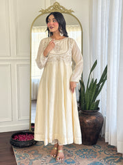 Classic Off-White Embroidered Festive Kurta