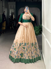 Green Silk Printed Gown With koti