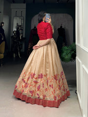 Maroon Color Silk Printed Gown With koti