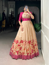 Pink Color Silk Printed Gown With koti