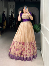 Palette Green Silk Gown with Captivating Prints