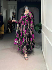 Pink Color Floral Long Gown For Party