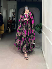 Pink Color Floral Long Gown For Party