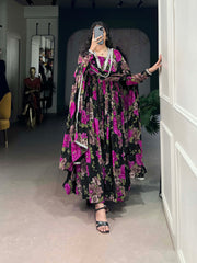 Pink Color Floral Long Gown For Party