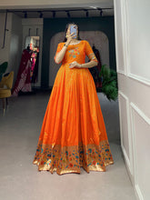 Orange Jacquard Silk Paithani Gown