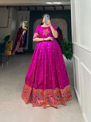Purple Jacquard Silk Paithani Gown