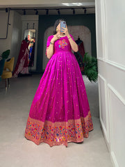 Purple Jacquard Silk Paithani Gown