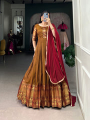Rust Brown Cotton Anarkali Gown