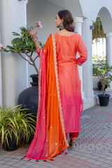 "Radiant Orange & Pink Embroidered Suit – Traditional Festive Ensemble"