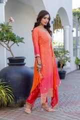 "Radiant Orange & Pink Embroidered Suit – Traditional Festive Ensemble"