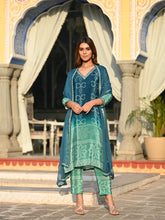 Luxury Ethnic Wear Soft Chinnon Silk Kurti Set with Intricate Handwork Dupatta