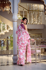 Floral Beads and Stones Pure Georgette Tussar Saree