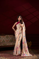 Women's Floral Printed Satin Silk Saree