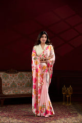Peach Satin Silk Saree