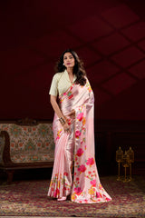 Peach Satin Silk Saree