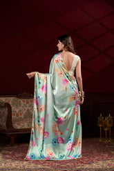 Digital Printed Satin Silk Saree