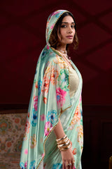 Digital Printed Satin Silk Saree