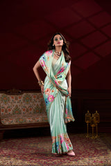 Digital Printed Satin Silk Saree