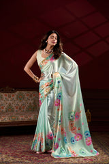 Digital Printed Satin Silk Saree