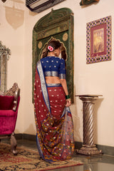 Maroon Color Poly Cotton Kalamkari Print With Zari Work saree