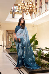 Floral Gotta Patti Georgette Tussar Saree