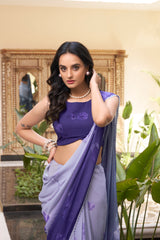 Purple Weightless Marble Printed Saree