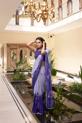 Purple Weightless Marble Printed Saree
