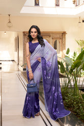 Purple Weightless Marble Printed Saree