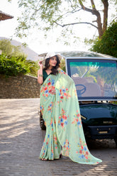 Amazing Light Pista Color Saree