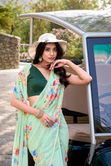 Amazing Light Pista Color Saree