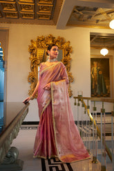 Light Pink Color Weightless Tissue Shimmer Saree