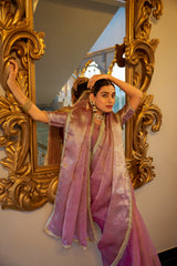 Light Pink Color Weightless Tissue Shimmer Saree