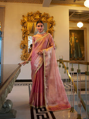 Light Pink Color Weightless Tissue Shimmer Saree