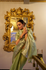 Pista Green Tissue Shimmer Saree