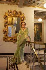 Pista Green Tissue Shimmer Saree