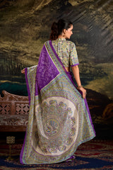 Bandhej Printed Art Silk Saree in Purple