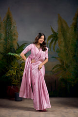 Baby Pink Timeless Kanjivaram Saree with Exquisite Zari Weaving