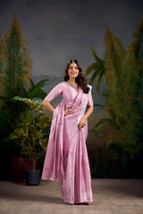 Baby Pink Timeless Kanjivaram Saree with Exquisite Zari Weaving