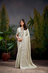 Off White Timeless Kanjivaram Saree with Exquisite Zari Weaving