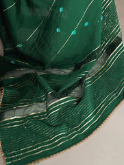 Green Pure Viscose Chanderi Sequins Viscose Saree