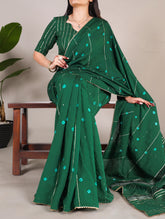 Green Pure Viscose Chanderi Sequins Viscose Saree