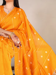 Mustard Elegant Viscose Chanderi Saree