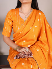 Mustard Elegant Viscose Chanderi Saree