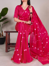 Pink Elegant Viscose Chanderi Saree