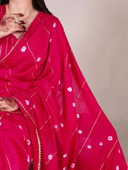 Pink Elegant Viscose Chanderi Saree