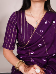 Purple Elegant Viscose Chanderi Saree
