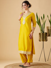 Women Embroidered Straight Kurta & Pants with Dupatta