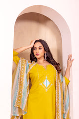 Trendy ROMAN SILK Kurta Pant Dupatta Set With Printed For Women